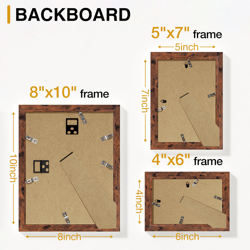 10 Pack Picture Frames Collage Wall Decor, Rustic Brown