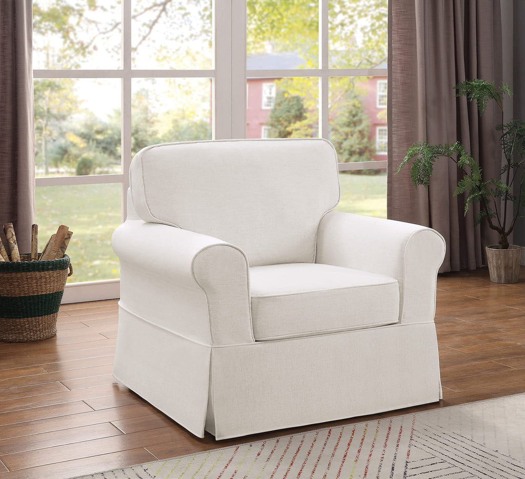 Ashton Rolled Arm Chair with Slipcover, White