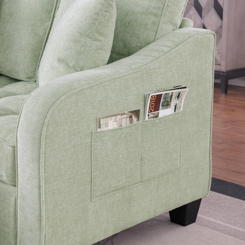Chenille Tufted Loveseat Sofa and Ottoman Set