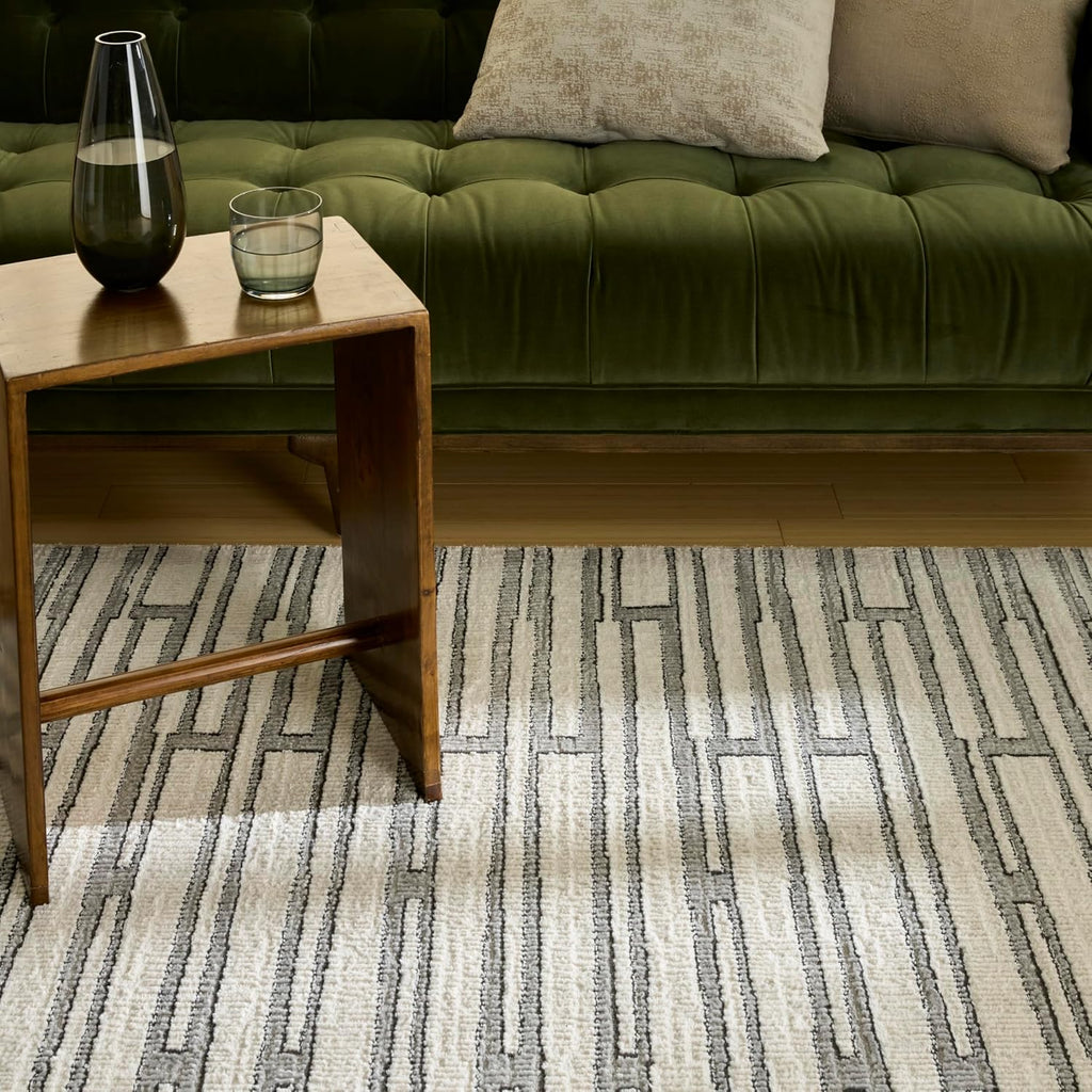 Home Nordic Ivory Grey Area Rug - Easy Clean, Non Shedding, Bed Room, Living Room, Dining Room, Kitchen (5' x