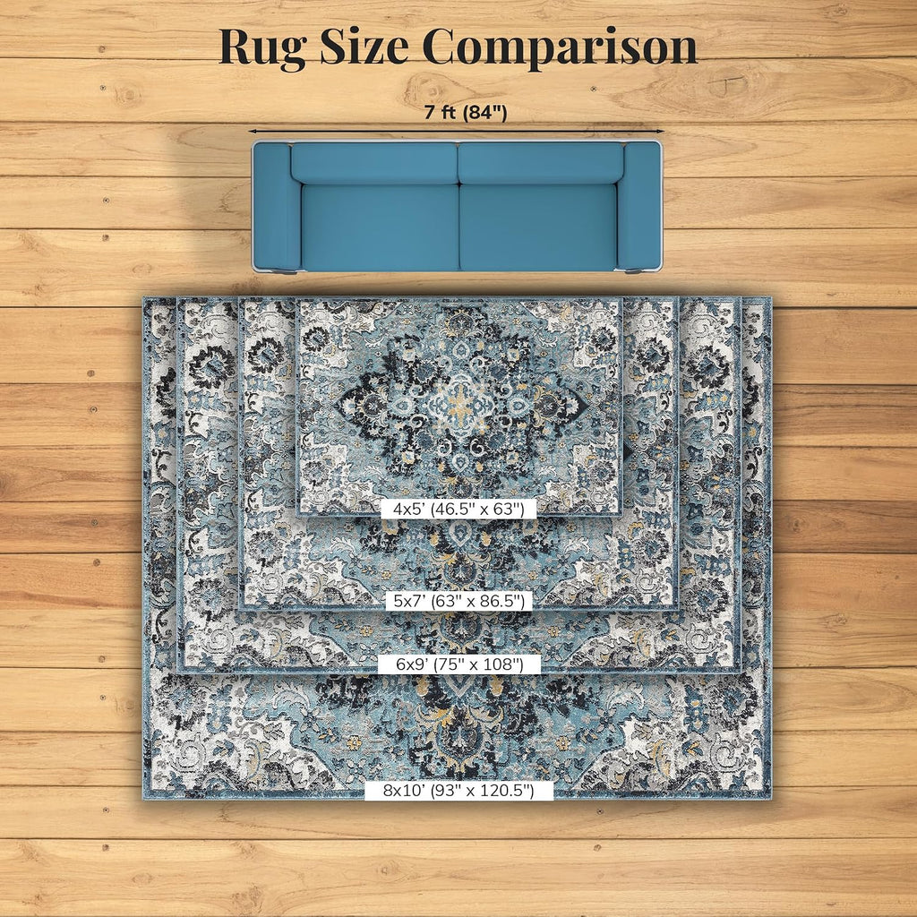 Moroccan Blue Medallion Area Rug s