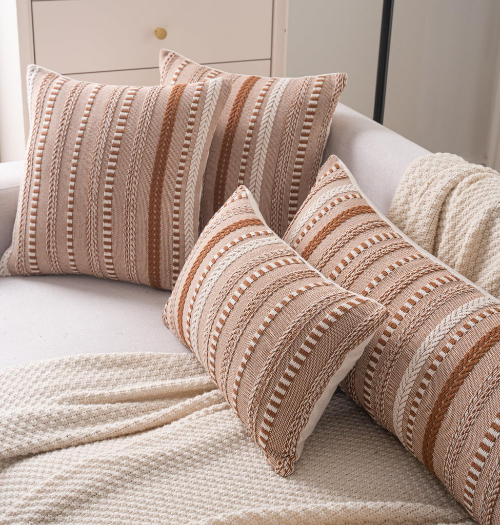 Boho Lumbar Pillow Covers 14x36 Long, Farmhouse Decorative Couch Pillow Cases, Brown Accent Pillows of Bed, Sofa