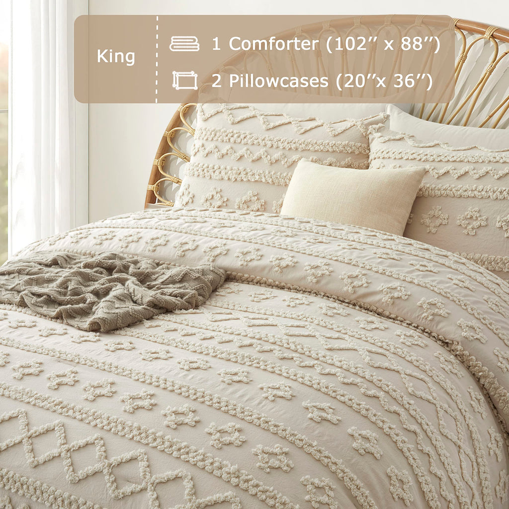 King Comforter Set, Tufted Boho Bedding Sets