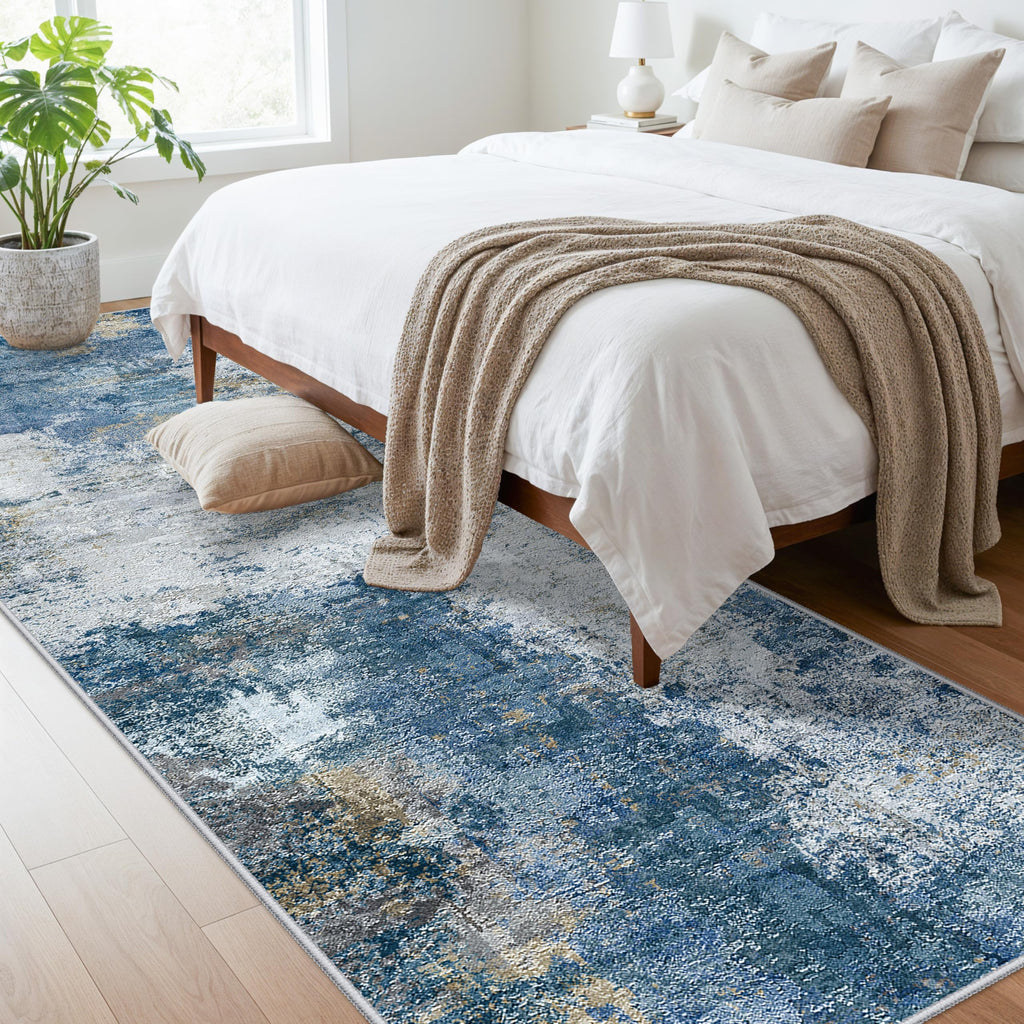 3x10 Runner Rug : Non-Slip Washable Kitchen Runner Coastal Wide Throw Carpet Entryway Bathroom - Soft Low Pile Thin