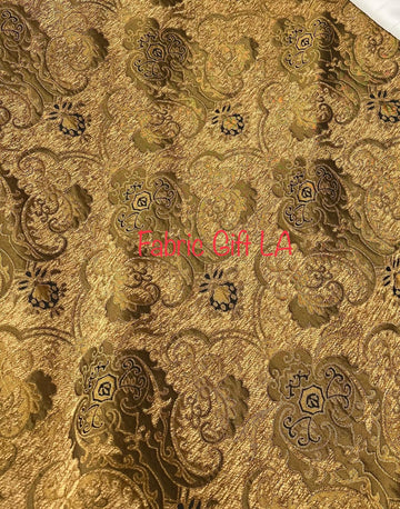 Damask, Chenille, Upholstery, Drapery Fabric, Sold By the Yard 58" Wide (Light Bron/Gold)