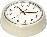 Bernhard Products Retro Wall Clock 9.5 Inch Cream Kitchen 50's Vintage Design Round Silent Non Ticking Quality Quartz