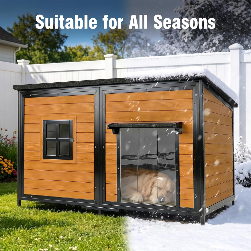 59" Insulated Extra Large Dog House, Brown