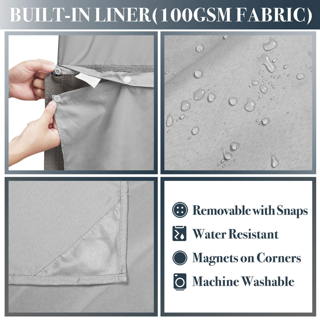 54 x 72 Waffle Weave Shower Curtain with Snap-in Liner Set Gray