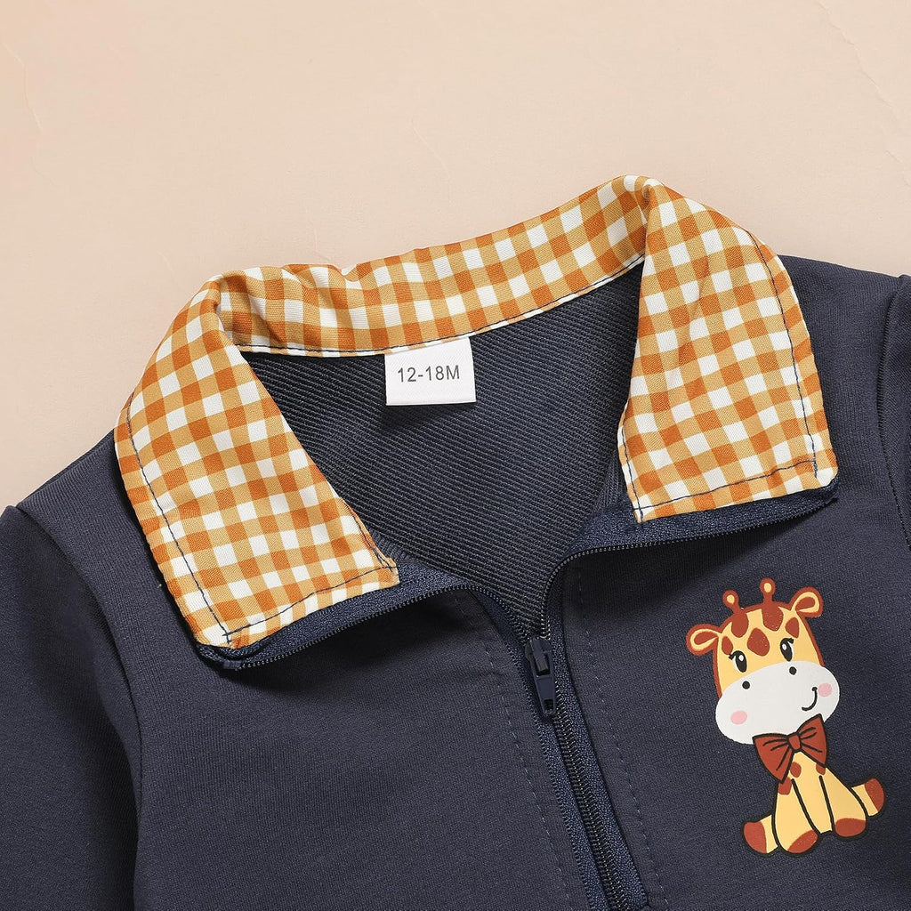 Toddler Boy Quarter Zip Collared Pullover Long Sleeve Fall Winter Baby Boy Clothes Outfit 12M