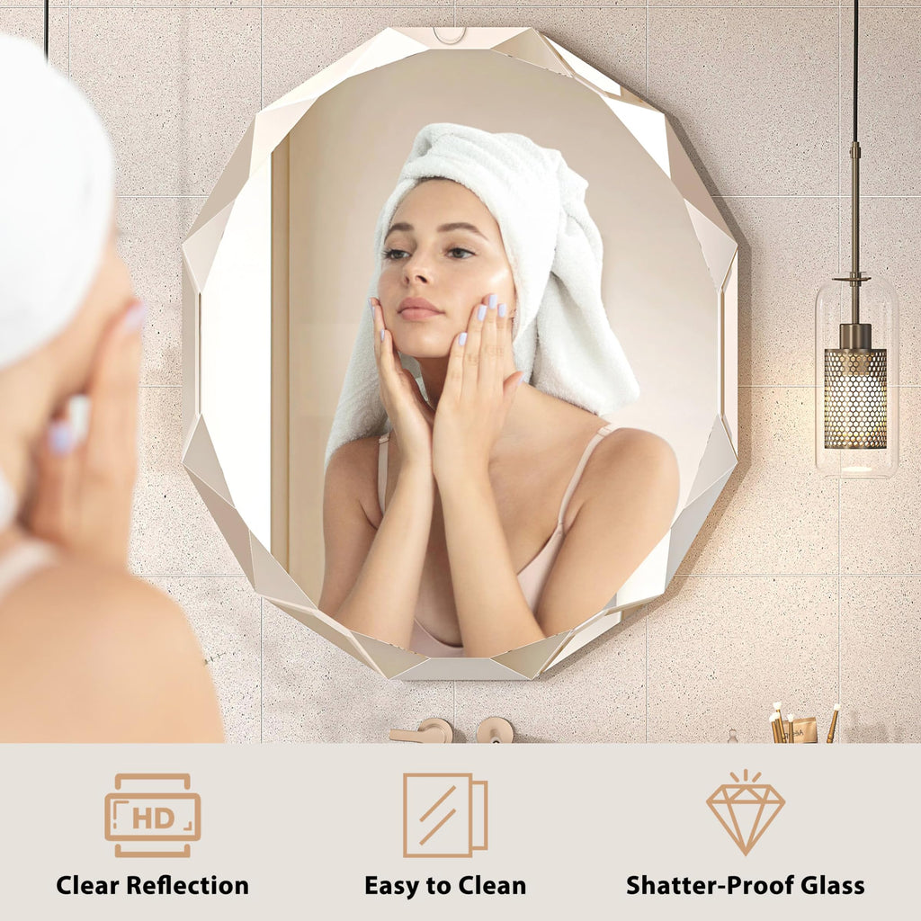 24x30 Inch Bathroom Mirrors for Over Sink, Round Frameless Mirrors for Wall
