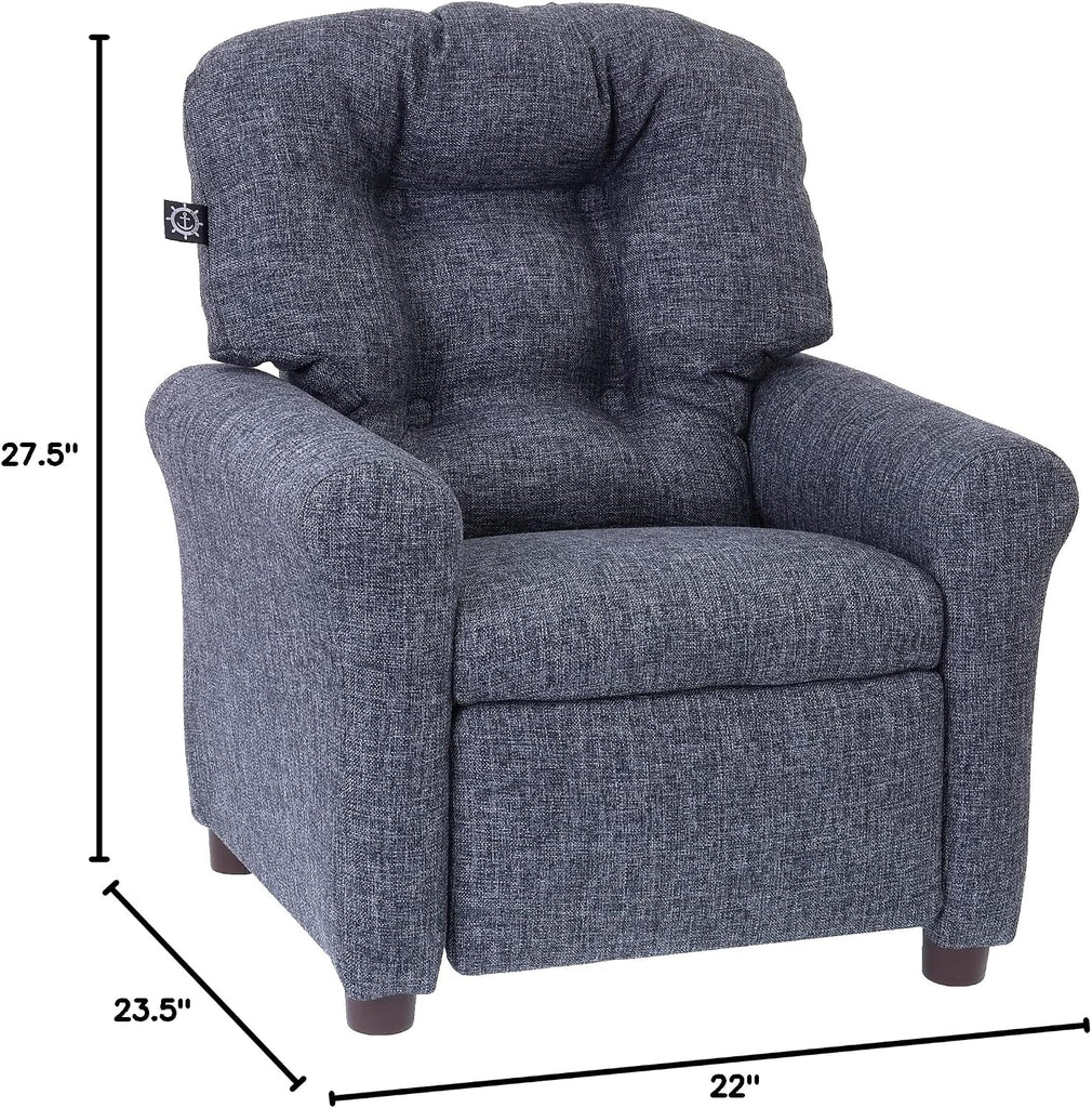 Traditional Kids Recliner Chair, Toddler Ages 1-5 Years, Polyester Linen, Gray