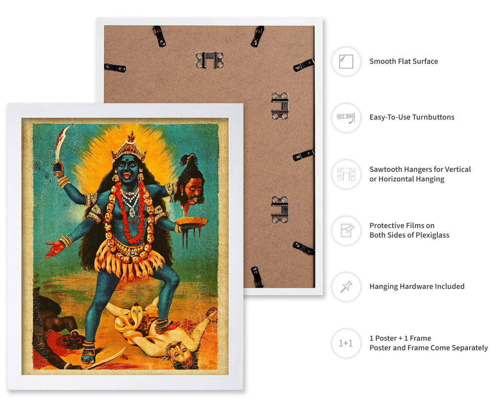 Master Vintage Raja Ravi Varma Poster - Retro Mythology Print - Gift for Artist, Friend - Kali, Shiva's Body On The