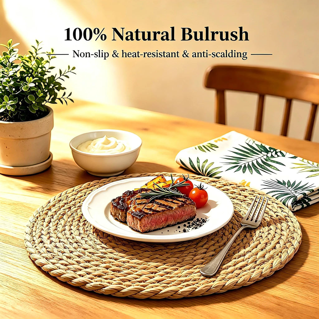 13.8" Round Woven Placemats, Plate Chargers for Dining Table
