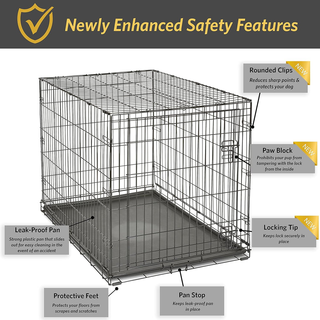 42-Inch New World Crate for Large Breeds, 71-90 lbs, Single Door Folding Dog Crate, Leak-Proof Tray & Secure Latch