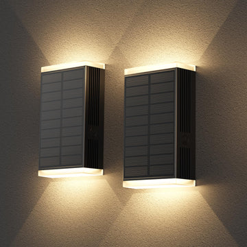 Solar Wall Lights Outdoor, 3000/4000/6000K 3 Modes Dusk to Dawn Lighting Solar Wall Sconce IP67 Waterproof Up and Down