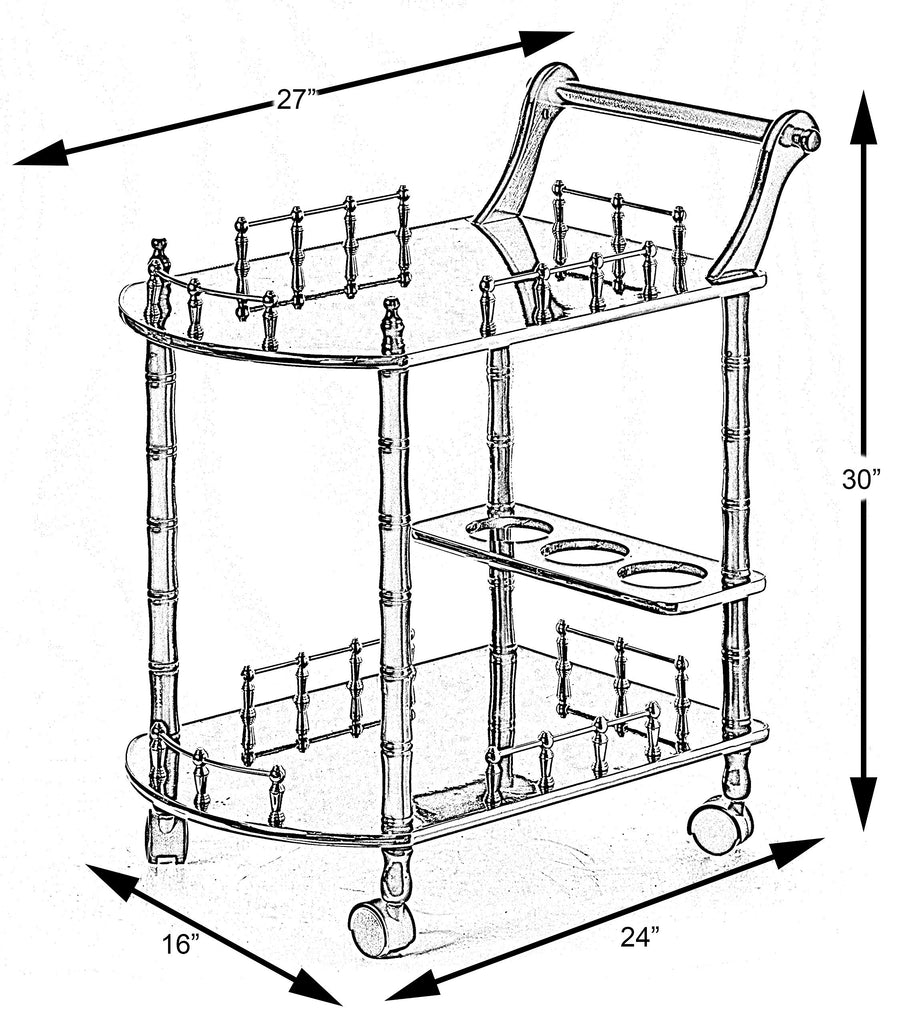 Serving Bar Cart Tea Trolley, 2 Tier Shelves on Rolling Wheels, Mobile Liquor Bar for Wine Beverage Drink Dinner