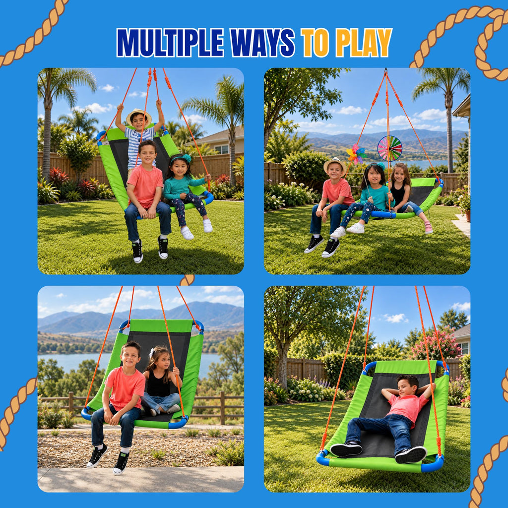 Platform Swing - Large Rectangle Saucer Swing for Kids and Adults