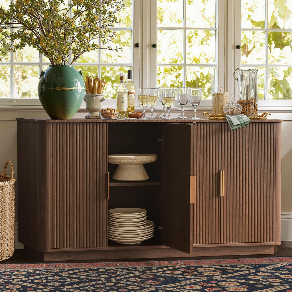 63" Fluted Sideboard Buffet Cabinet with Storage