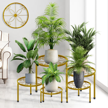 5-Pack Metal Plant Stands for Outdoor Indoor, Anti-Rust Iron Flower Pot Stand, Heavy Duty Plant Pot Shelf for