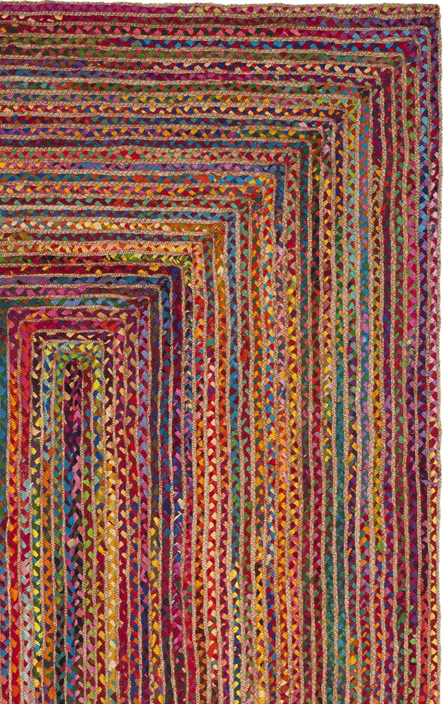 Cape Cod Area Rug 8x10, Jute Braided Large Red & Multi CAP202A | 1/4" Pile, Indoor Rug, Handwoven, Braided Jute &