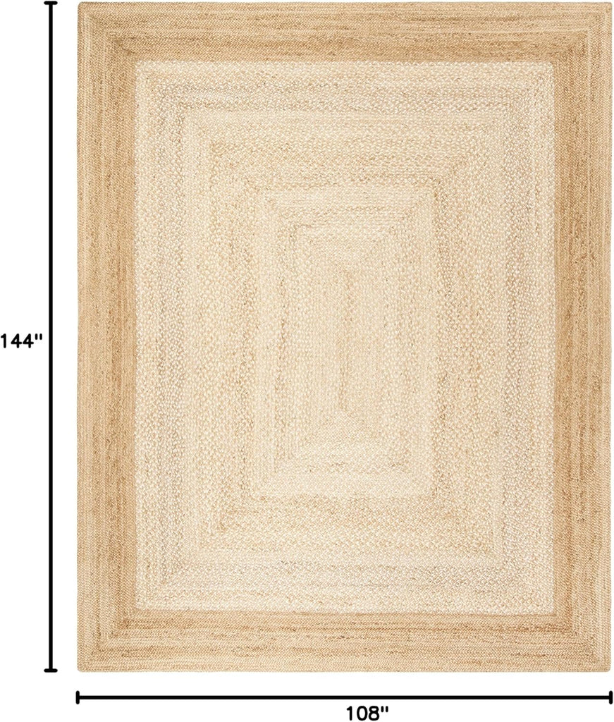 Natural Fiber Area Rug - 9' x 12', Natural & Ivory, Handmade Farmhouse Boho Coastal Rustic Jute