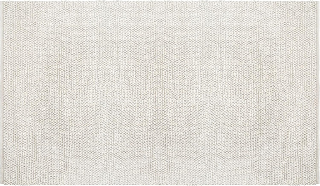 Handwoven Wool Cotton Blend Area Rug 4x6', Textured Popcorn Braided Ivory Rug, Soft Thick Farmhouse Contemporary