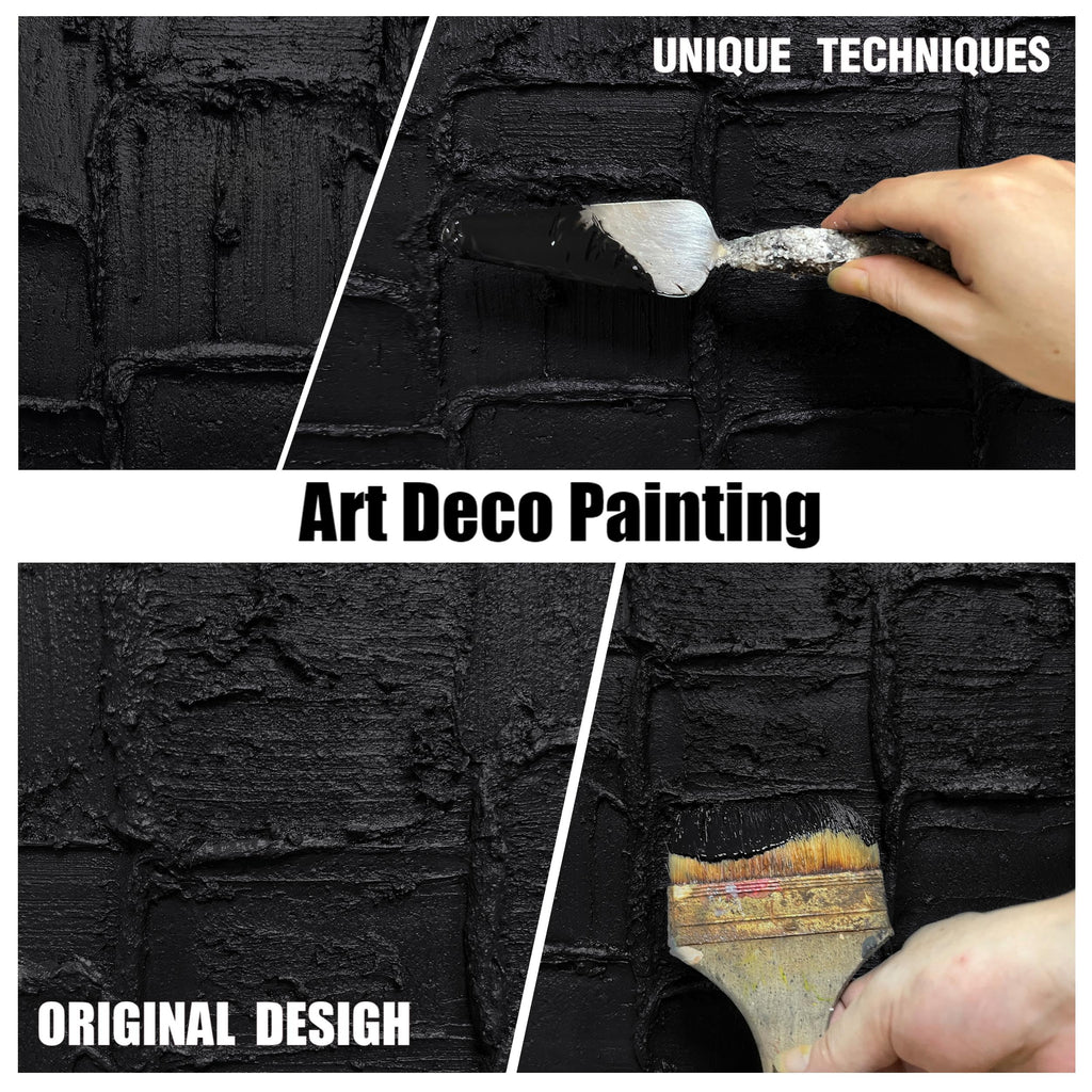 Abstract Painting Wall Art Black Wall Decor Minimalist Wall Art Size 20 x 40 Inch