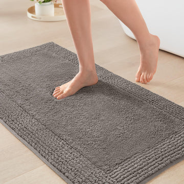 Splendor Reversible 100% Cotton Bath Rug, 21 x 34, Charcoal