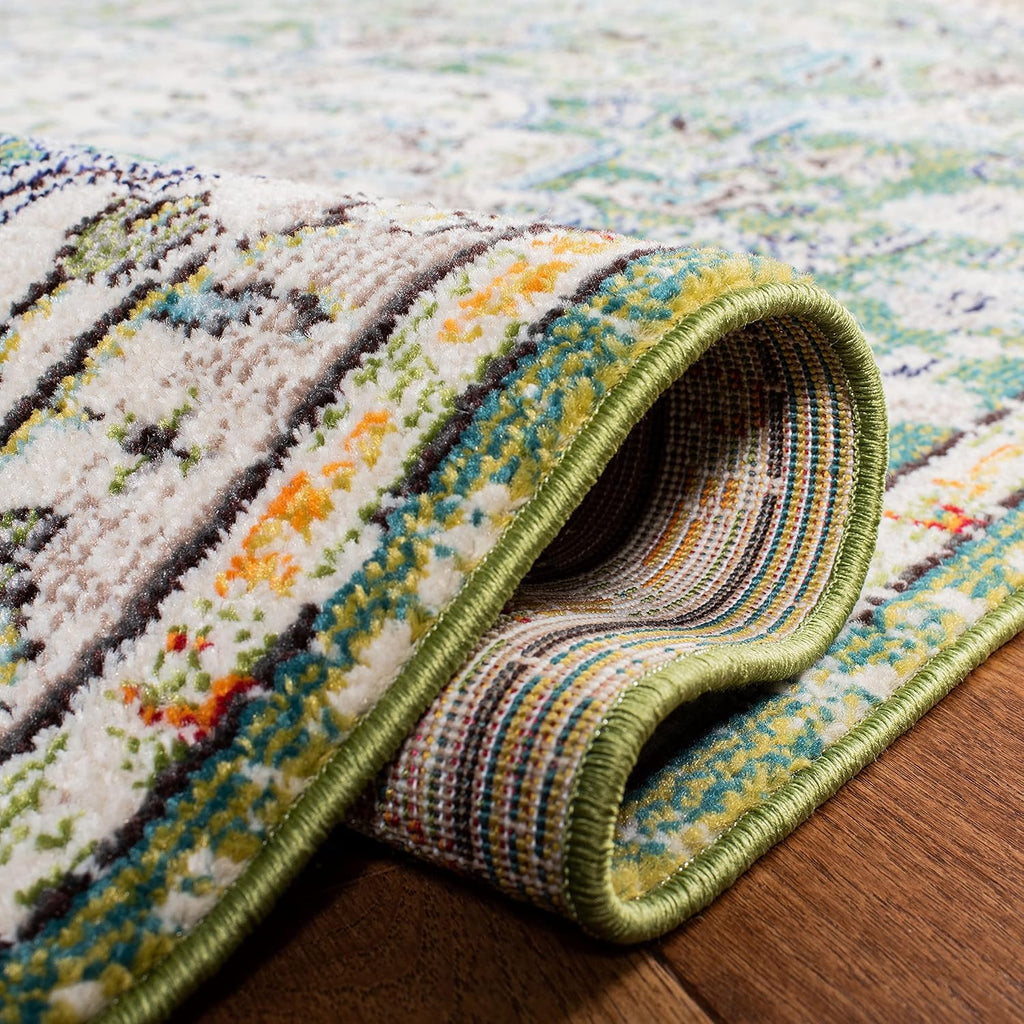 Madison X-Large Area Rug - 12' x 15', Green & Turquoise, Medallion Distressed Design, Non-Shedding & Easy Care