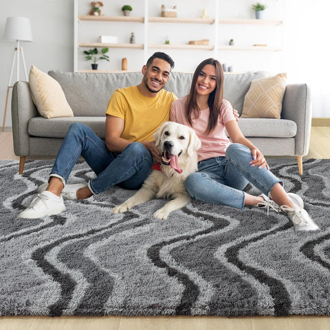 Noahas Large Fluffy 6x9 Area Rugs for Living Room Bedroom,Plush Grey Thick Shag Throw Rug,Big Soft Shaggy Bedside