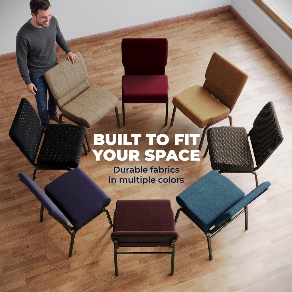 4 Pack HERCULES Series 21''W Stacking Church Chair in Burgundy Fabric - Gold Vein Frame