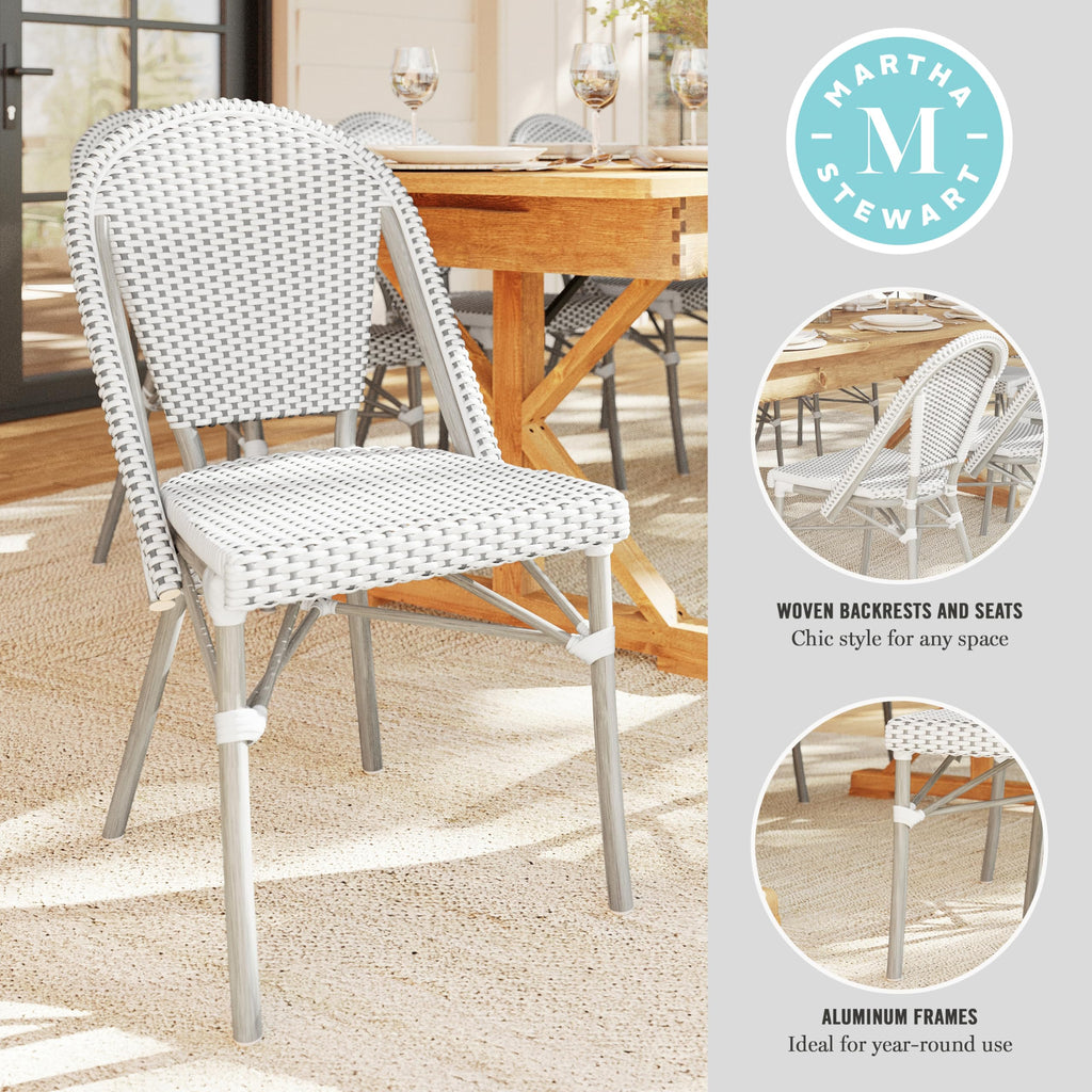 Lily Pond Stackable Bistro Chair, White/Gray