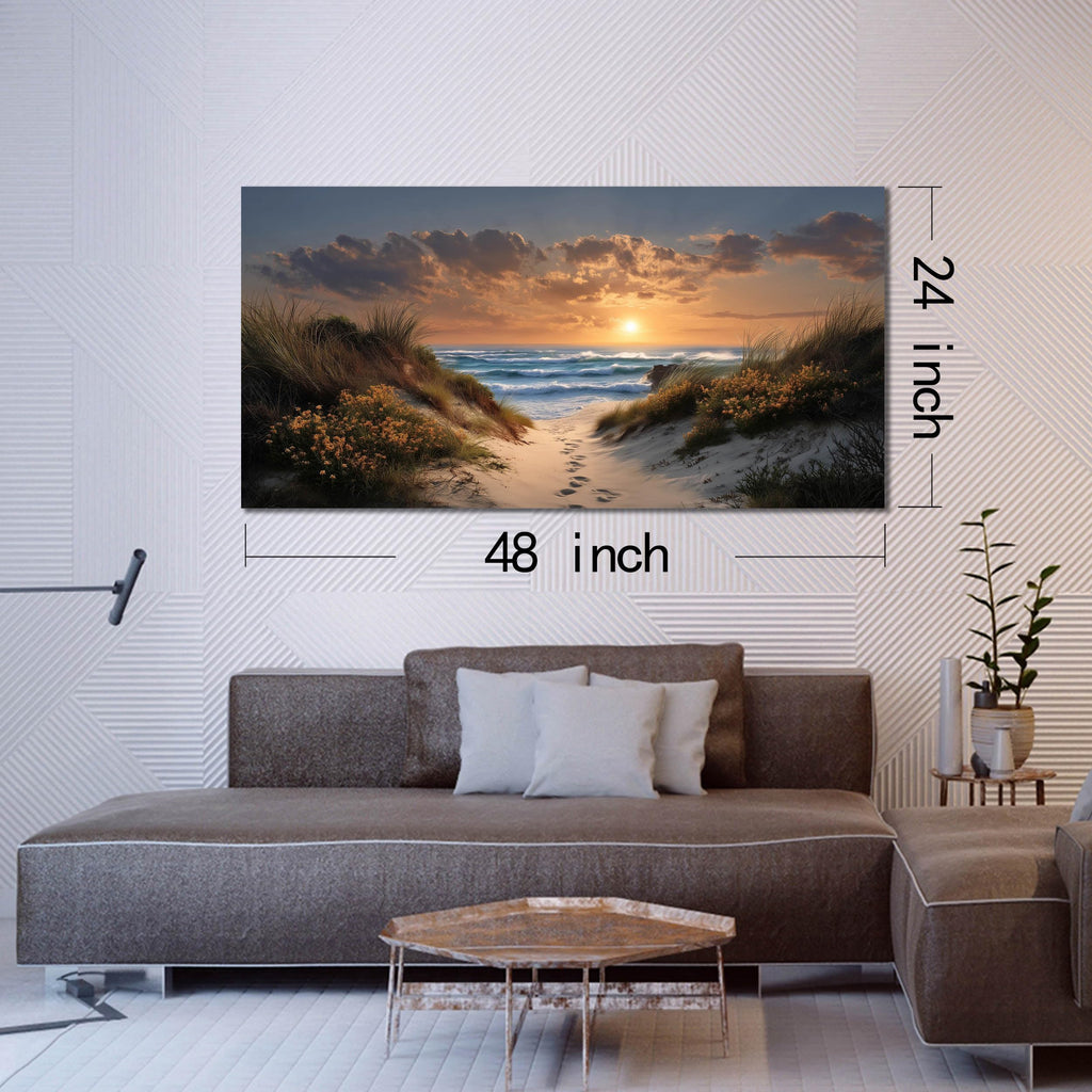 Sunset Canvas Wall Art Brown Picture