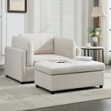Luxe Oversized Lounge Chair and Ottoman — Cream Chenille