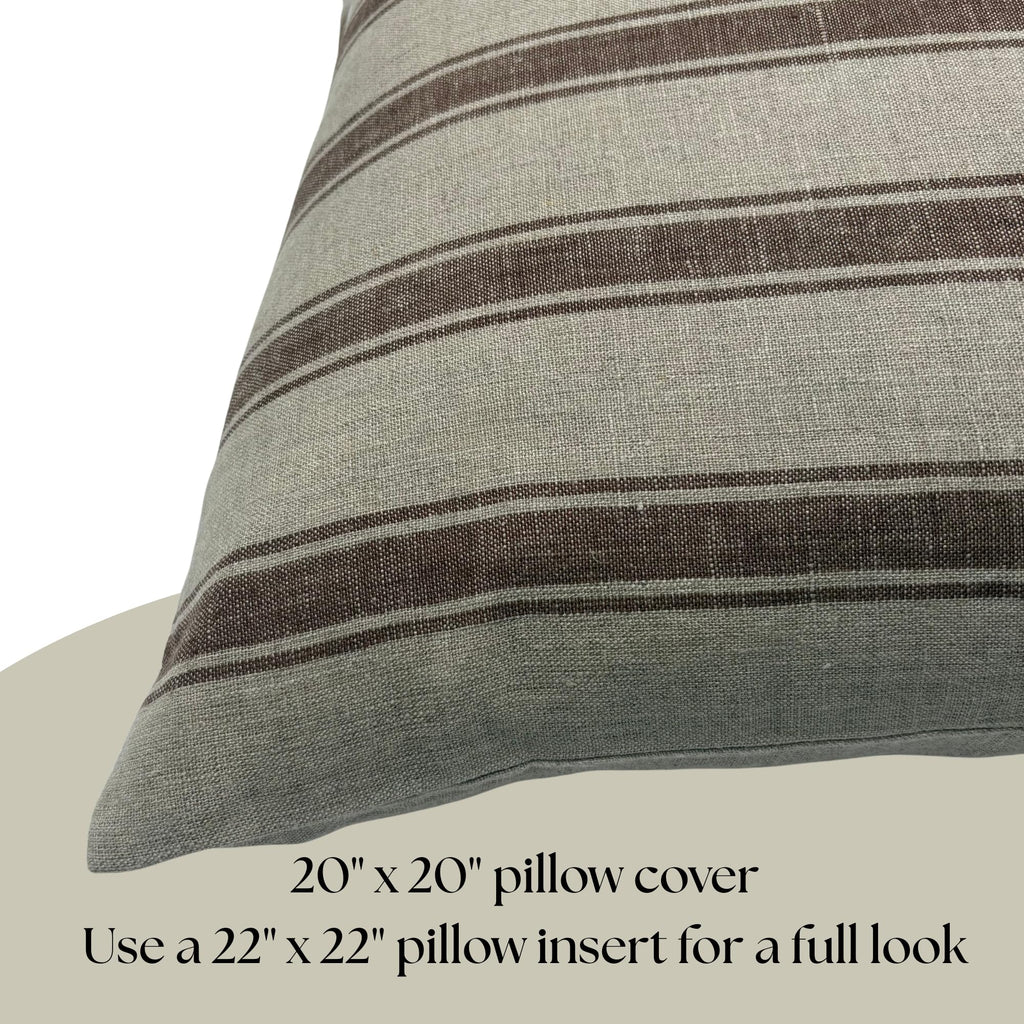 Throw Pillow Covers Stripe Brown Pillow Cover Spring Decorative Pillow Covers (Brown Stripes, 20" L x 20" W)