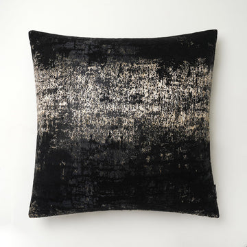 Black Champagne Metallic Jacquard Throw Pillow Cover 22x22 Velvet Back Modern Glam Sofa Decor