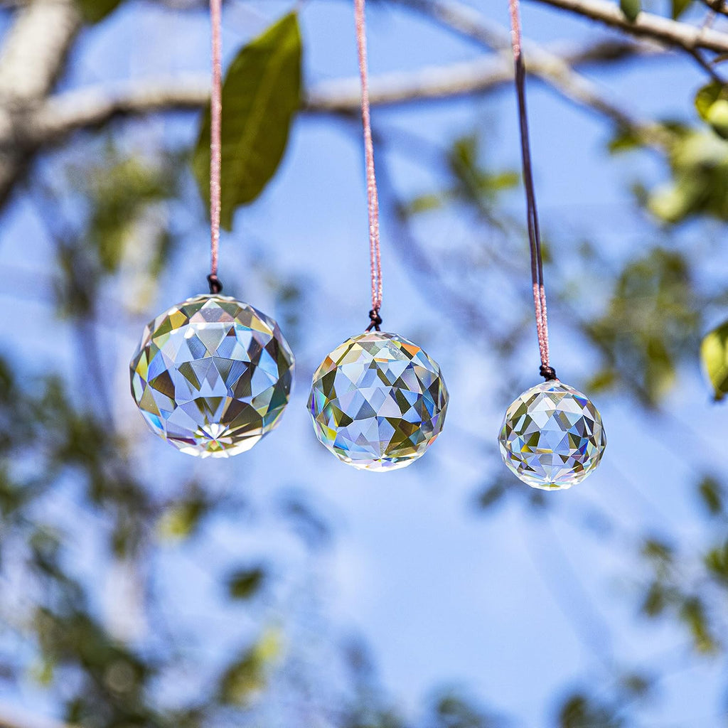 3 Pcs 20/30/40mm Crystal Ball Prism Suncatcher Chandelier Decor - Clear Crystal Ball Prism Suncatcher Set of 3 20mm