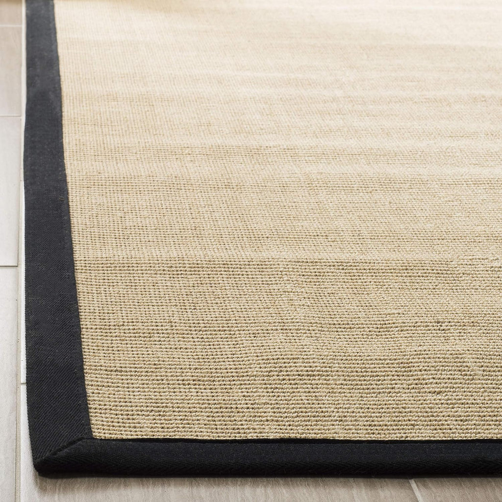 Natural Fiber Collection Runner Rug - 2'6" x 8', Maize & Black, Border Sisal Design, Easy Care, Ideal for High