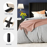 Full Velvet Bed Frame/Vertical Channel Tufted Wingback Headboard/Upholstered Platform Bed/Strong Wooden Slats/No Box