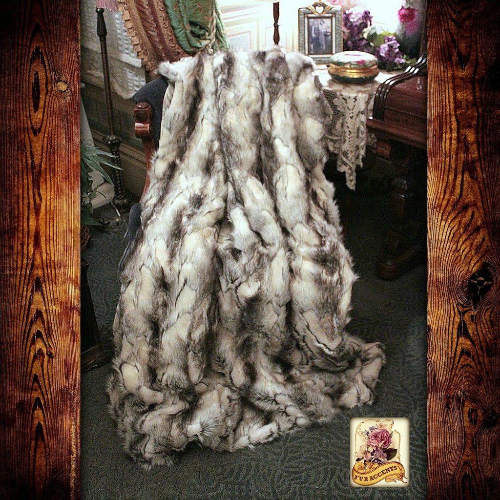 Plush Gray Rabbit - Premium Quality Faux Fur - Designer Throw Blanket - Soft Minky Cuddle Fur Lining (4'x5')