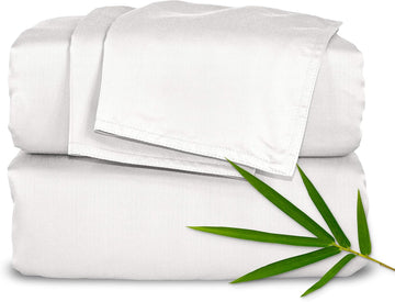 King Sheets, Genuine 100% Organic Viscose Derived from Bamboo Bed Sheet Set, Soft & Cooling, Double Stitching, 2 Year