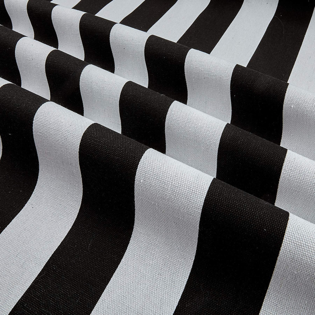 58" Striped Canvas White/Black, Fabric by the Yard