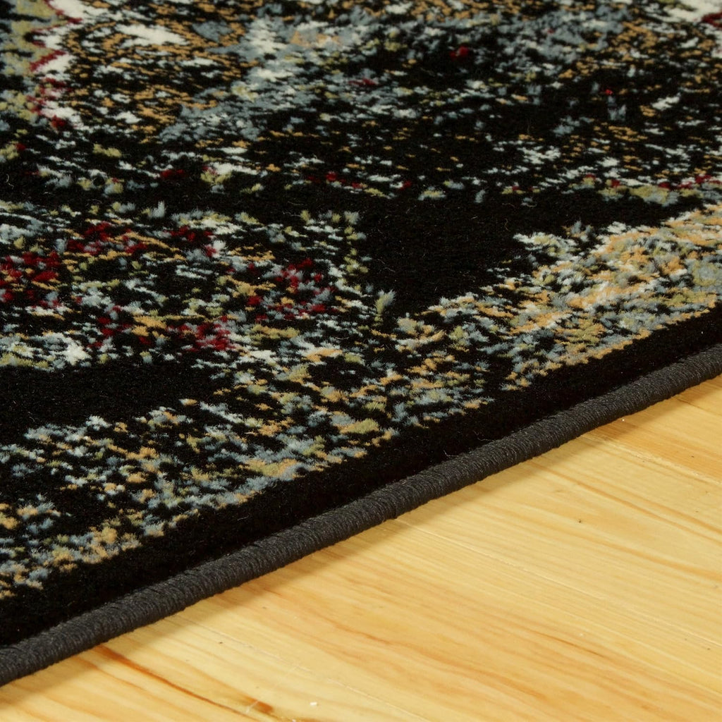 Mayfair Collection Area Rug, 8mm Pile Height with Jute Backing, Vintage Distressed Medallion Pattern, Fashionable and