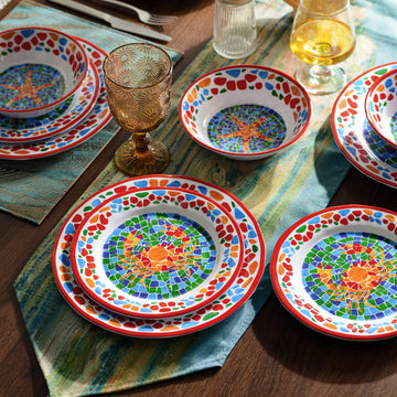 Melamine Dinnerware Sets for 4, Plates and Bowls Sets, Melamine Plates