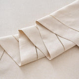 Light Natural Handmade Hemstitch Contemporary Linen Blend Solid Color Tablecloth for Dinner Table, P