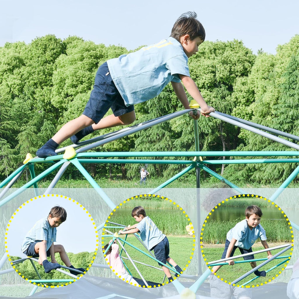 13 FT Climbing Dome with Play Canopy for Kids 3-10, Outdoor Play Equipment Supporting 1000 lbs, Anti-Rust Jungle Gym