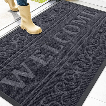 Welcome Door Mat Indoor Outdoor 47x32, Heavy-Duty Rubber Doormat