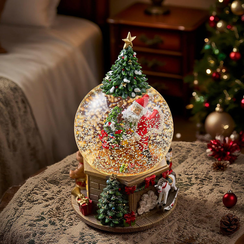 Lighted Christmas Tree Snow Globe Music Box Xmas Gifts Home Decoration