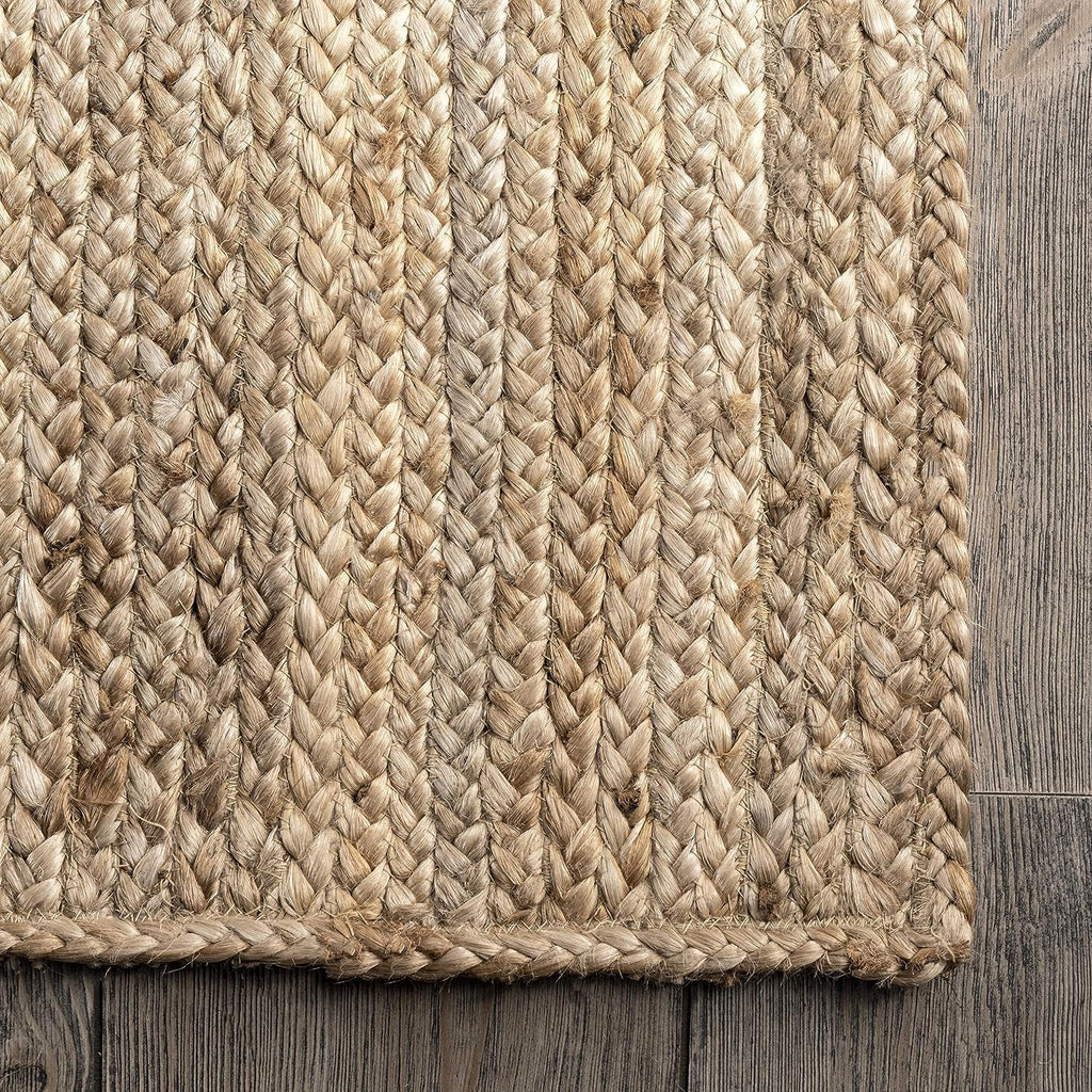 Jute Braided Area Rug, Handcrafted Traditional Farmhouse Carpet , Natural Home Décor, Eco-Friendly, 8 x 10 Feet