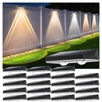Solar Fence Lights Outdoor, 20 Pack Fence Lights Solar Powered, 3 Color Modes Warm/Natural/Cool White